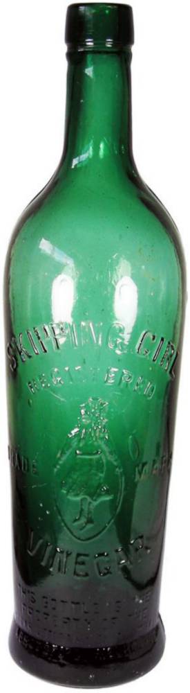 Emerald Green Skipping Girl Vinegar Bottle
