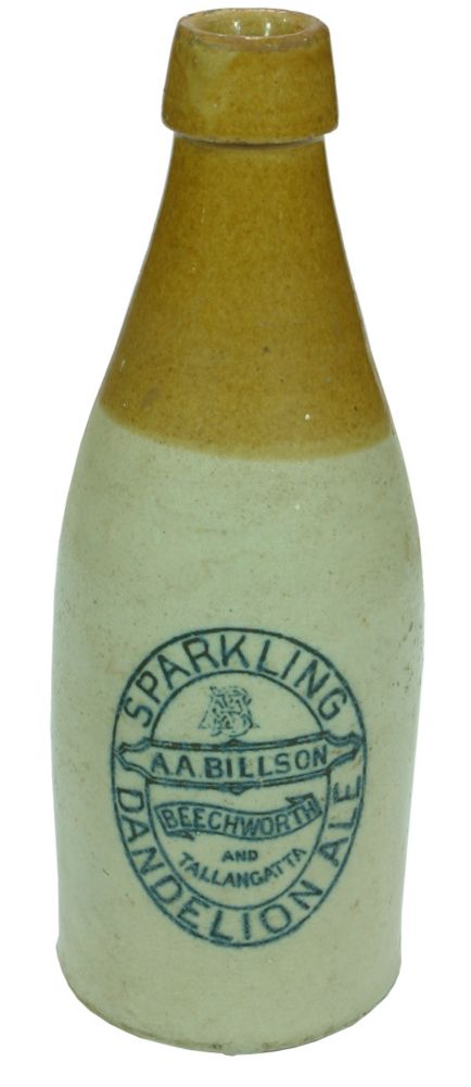 Billsons Dandelion Ale Stoneware Bottle Beechworth Tallangatta