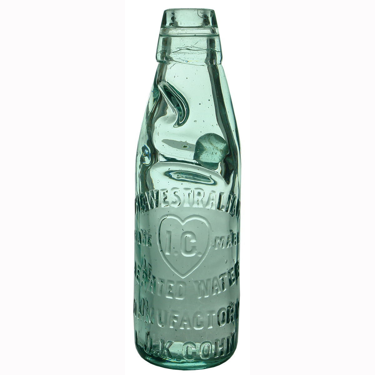 Codd. Westralian Aerated Water Manufactory. I. J. K. Cohn. Love Heart. (Western Australia)