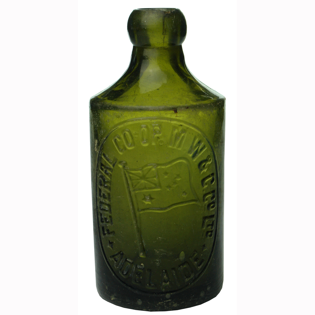 Blob top Dump Soda. Federal Co-op M. W. & C Co. Adelaide. Green. (South Australia)