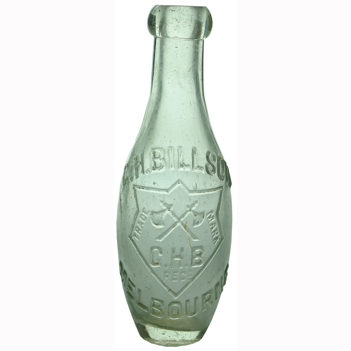 Blob top Skittle. G. H. Billson, Melbourne. Crossed Hatchets. (Victoria)