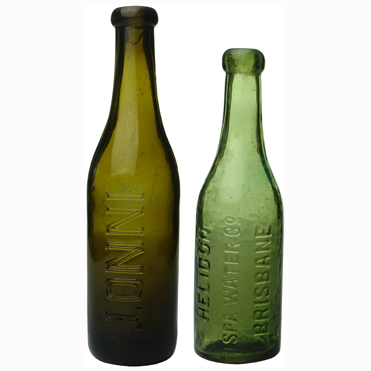 2 Blob Top Soda Bottles. Innot Spa and Helidon Spa. (Queensland)