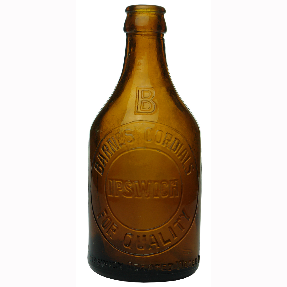 Crown Seal. Ipswich Aerated Water Co. Barnes Cordials. Amber 10 oz. (Queensland)