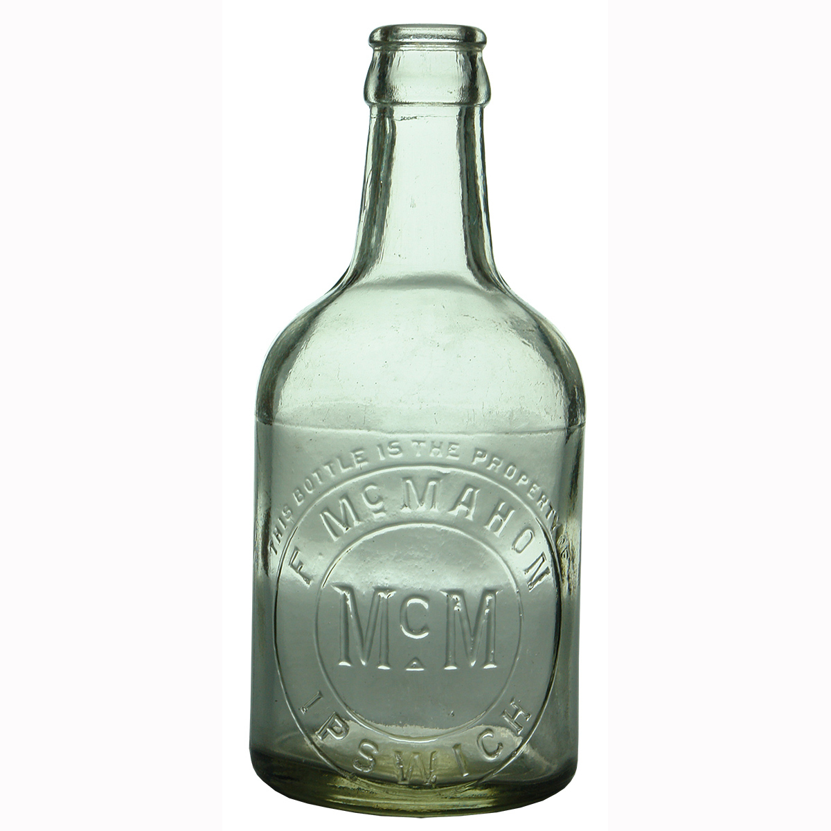 Crown Seal. F. McMahon, Ipswich. Clear. 10 oz. (Queensland)