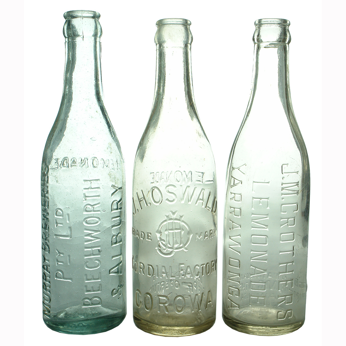 3 Crown Seals: Murray Breweries Beechworth & Albury; J. H. Oswald Corowa; J. M. Crothers,. Yarrawonga. (Victoria & New South Wales)
