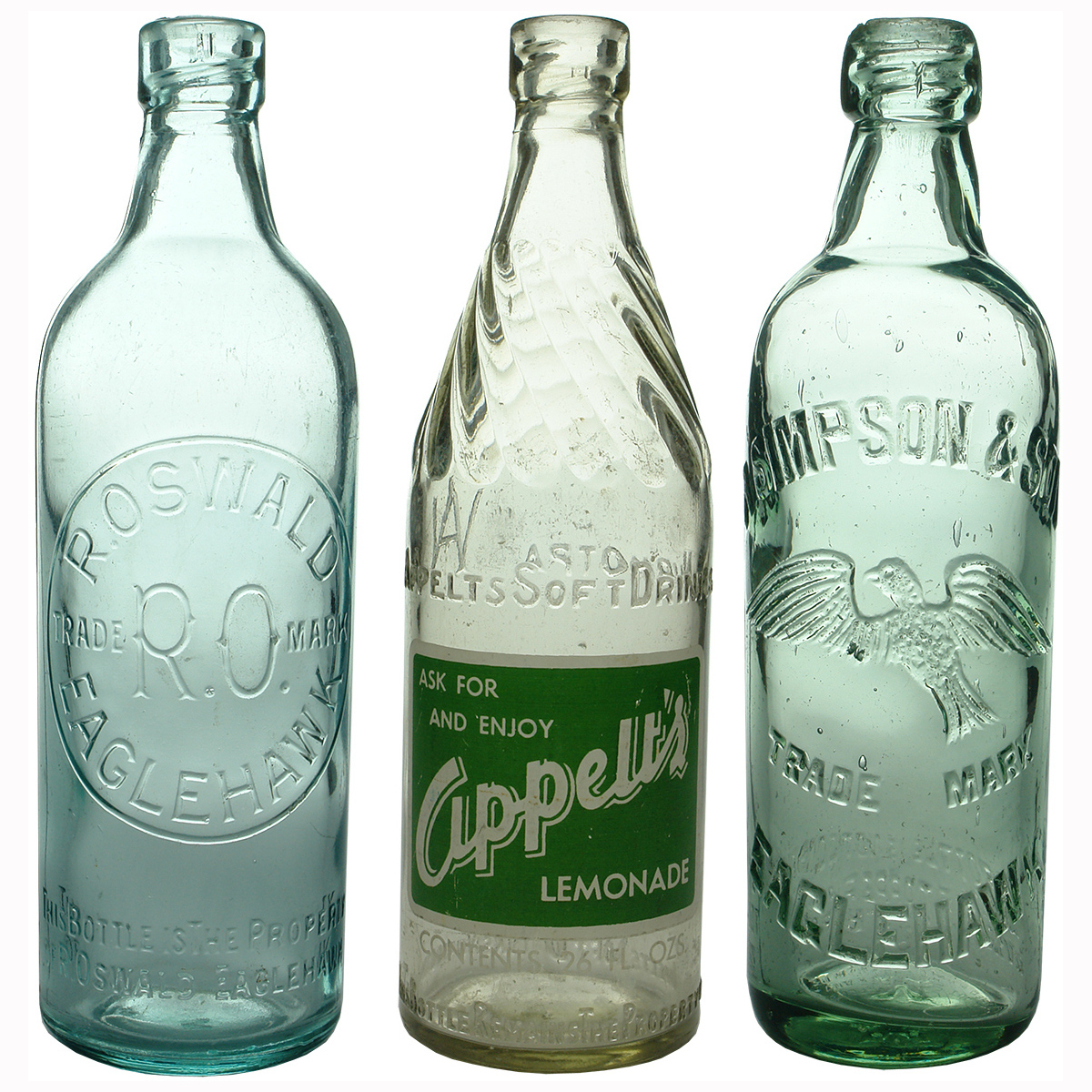 3 Internal Threads: R. Oswald, Eaglehawk; Apple's, Nuriootpa; A. Simpson & Son Eaglehawk.