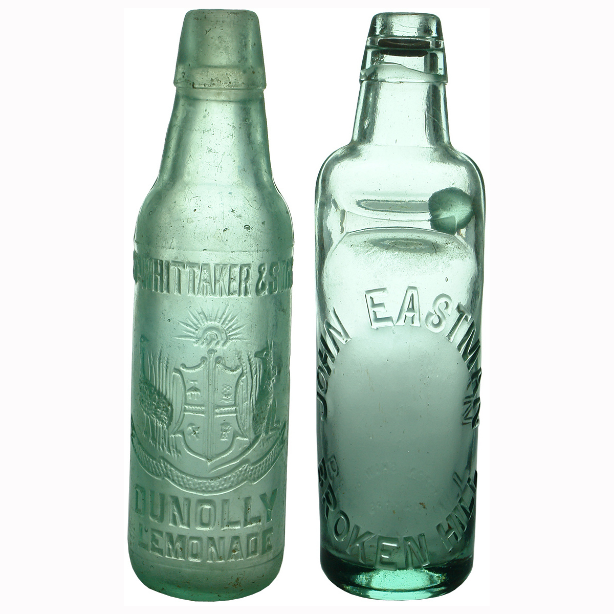 2 Aerated Waters: Wm Whittaker & Sons, Dunolly Lamont; John Eastman, Broken Hill Codd. (Victoria & New South Wales)