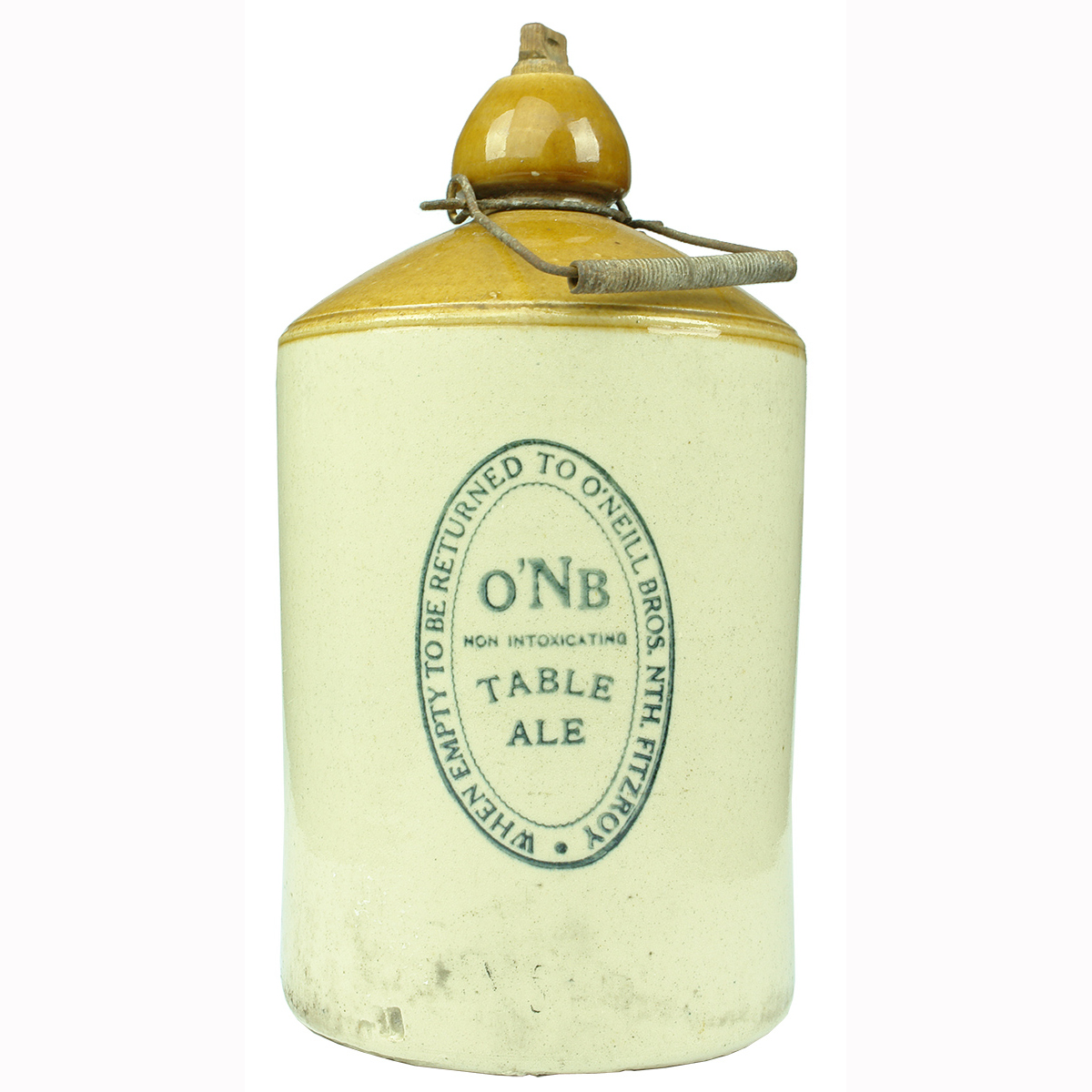 Demijohn. O'Neill Bros., North Fitzroy. Non-intoxicating Table Ale. One Gallon. (Victoria)