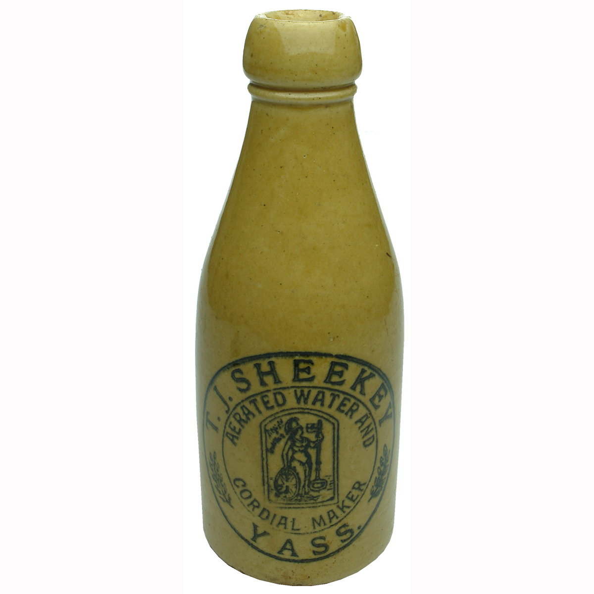 Ginger Beer. T. J. Sheekey, Yass. She & Key. Blob top. All Tan. (New South Wales)