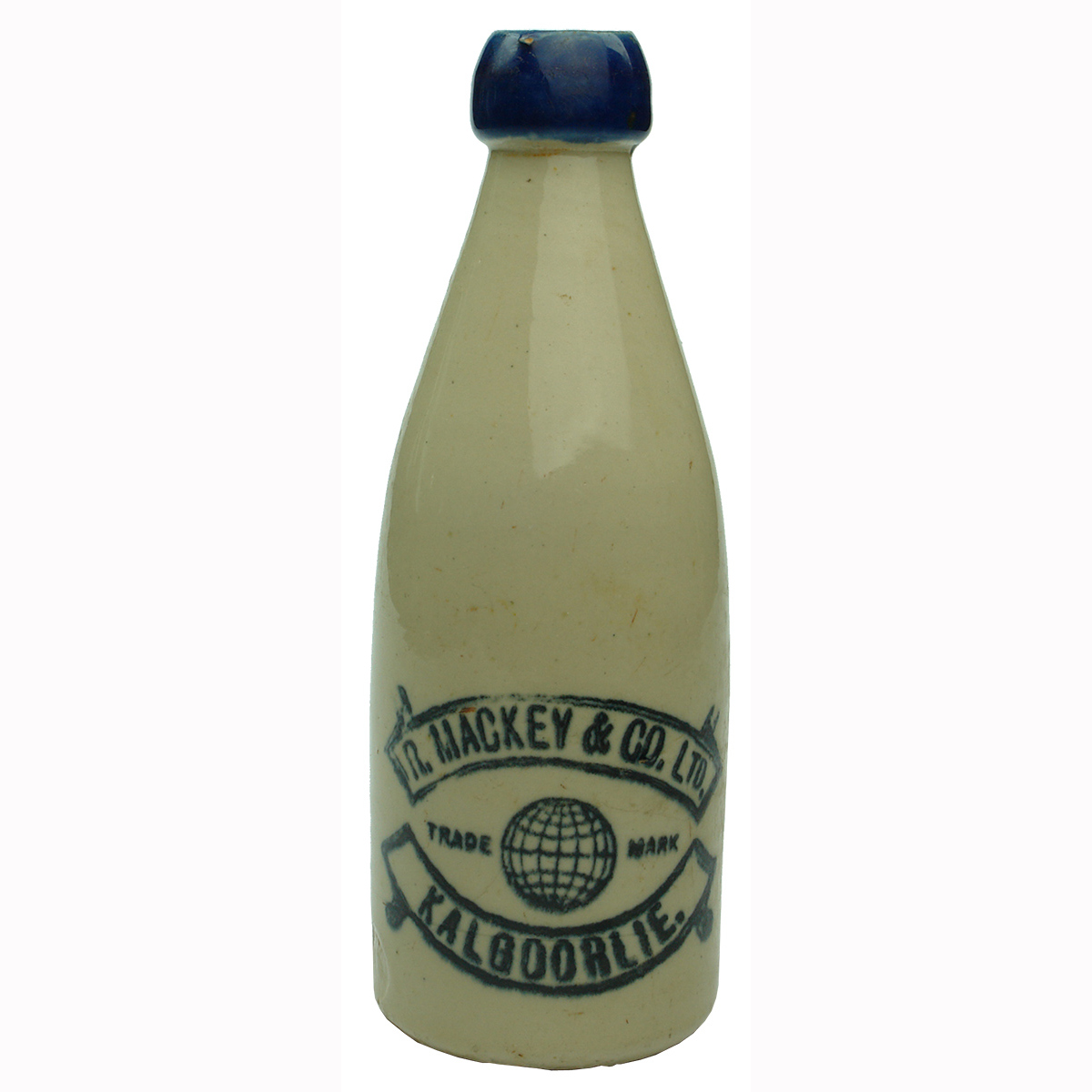 Ginger Beer. R. Mackey & Co Ltd. Globe. Blue top. (Western Australia)