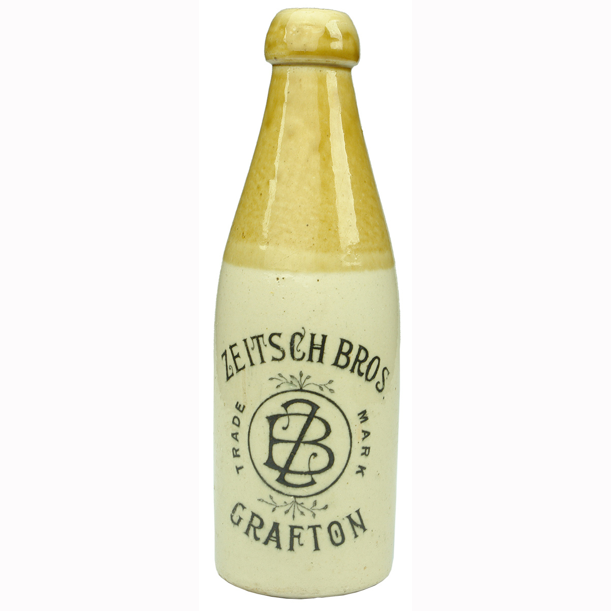Ginger Beer. Zeitsch Bros Grafton (Zietsch misspelled on the bottle). Buchan Portobello Edinburgh potter. (New South Wales)